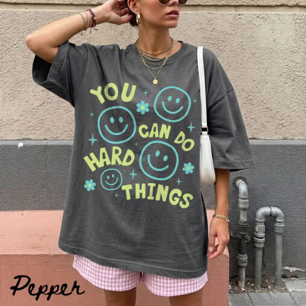 You Can Do Hard Things Shirt, Colorful Motivational Teacher Comfort Colors Shirt